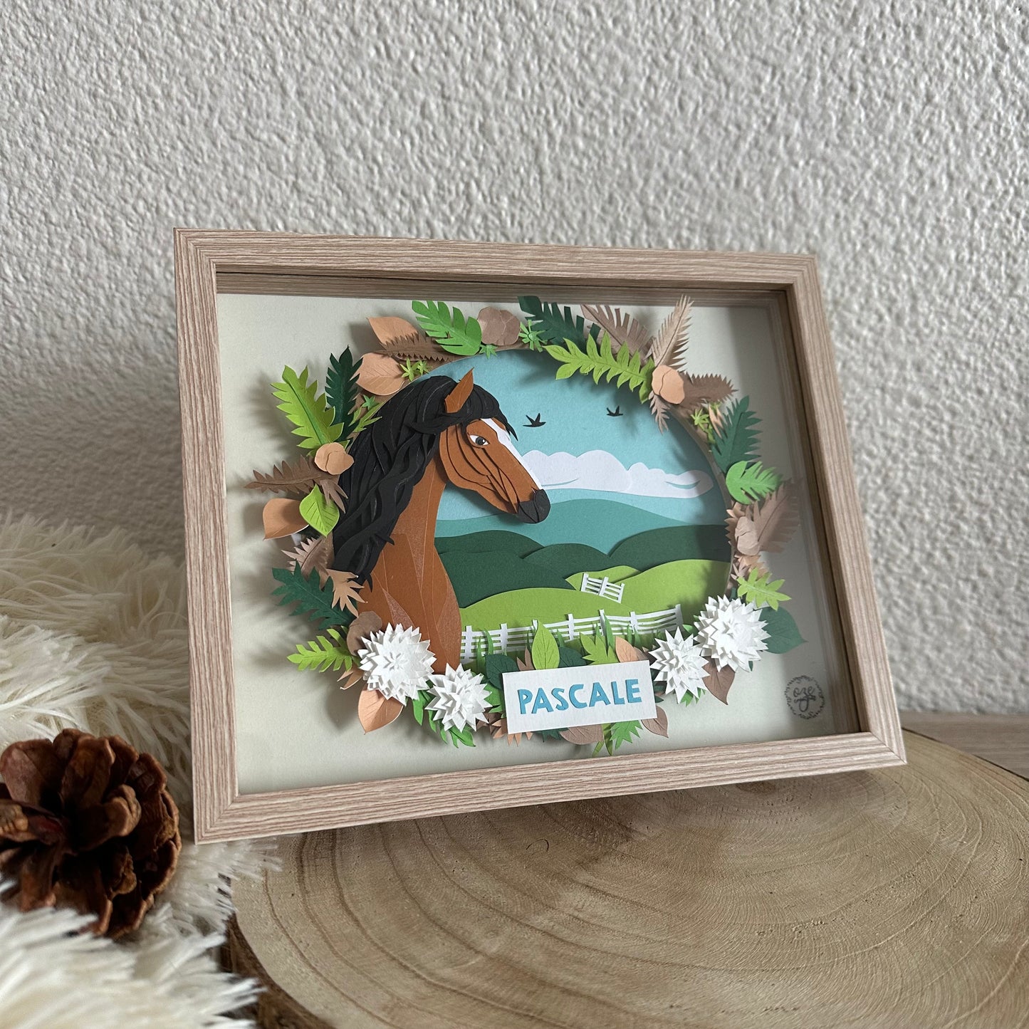 Cadre 3D - Cheval Couronne Nature