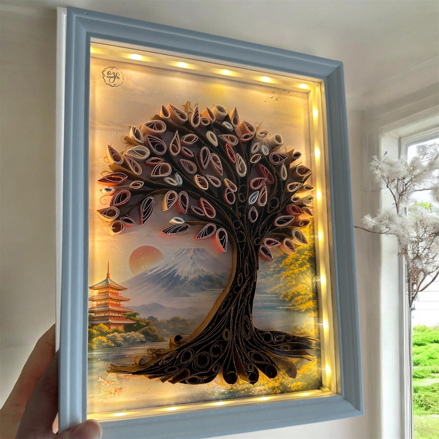 Cadre lumineux – Sakura Quilling