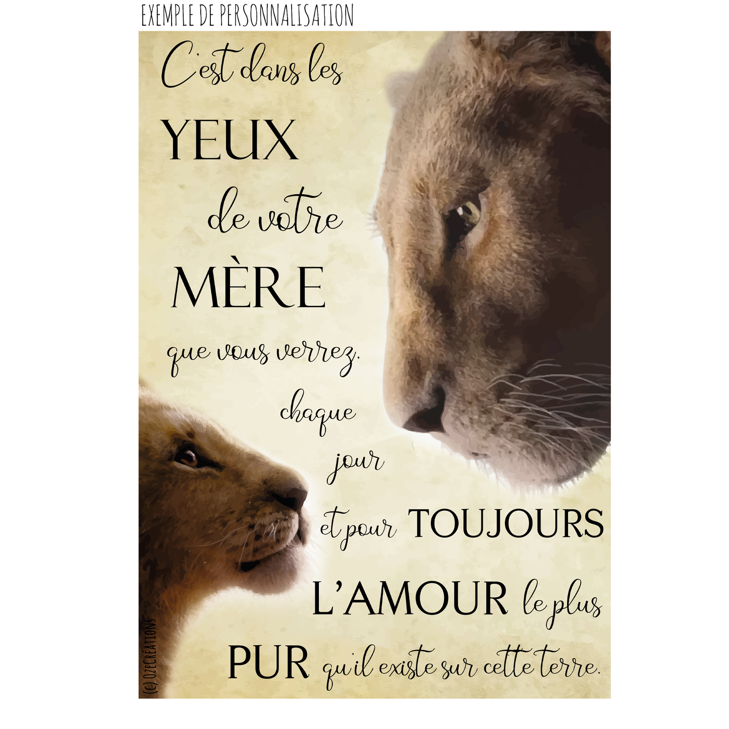 Affiche personnalisée - Lionne et Lionceau(x)