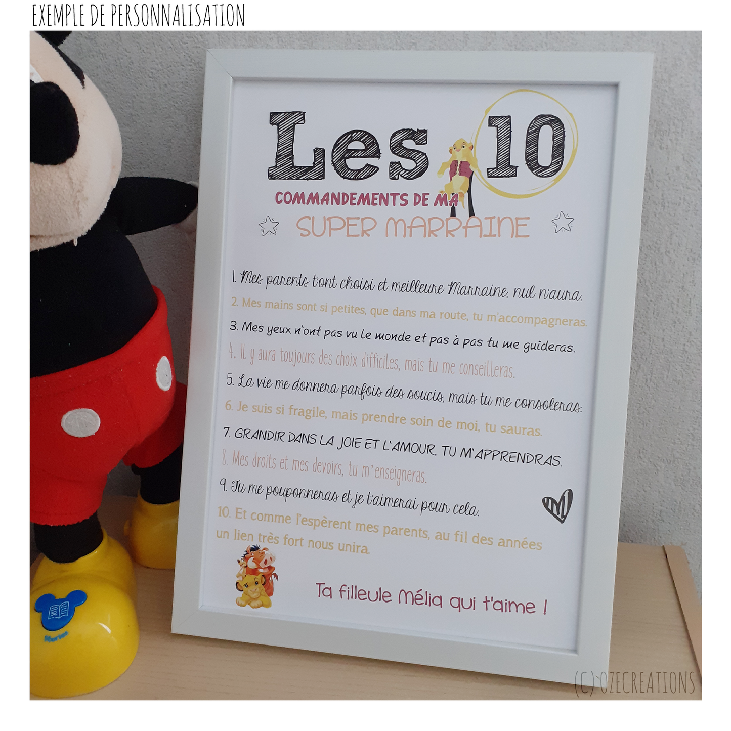 Affiche Baptême personnalisée - À Ma Marraine / À Mon Parrain