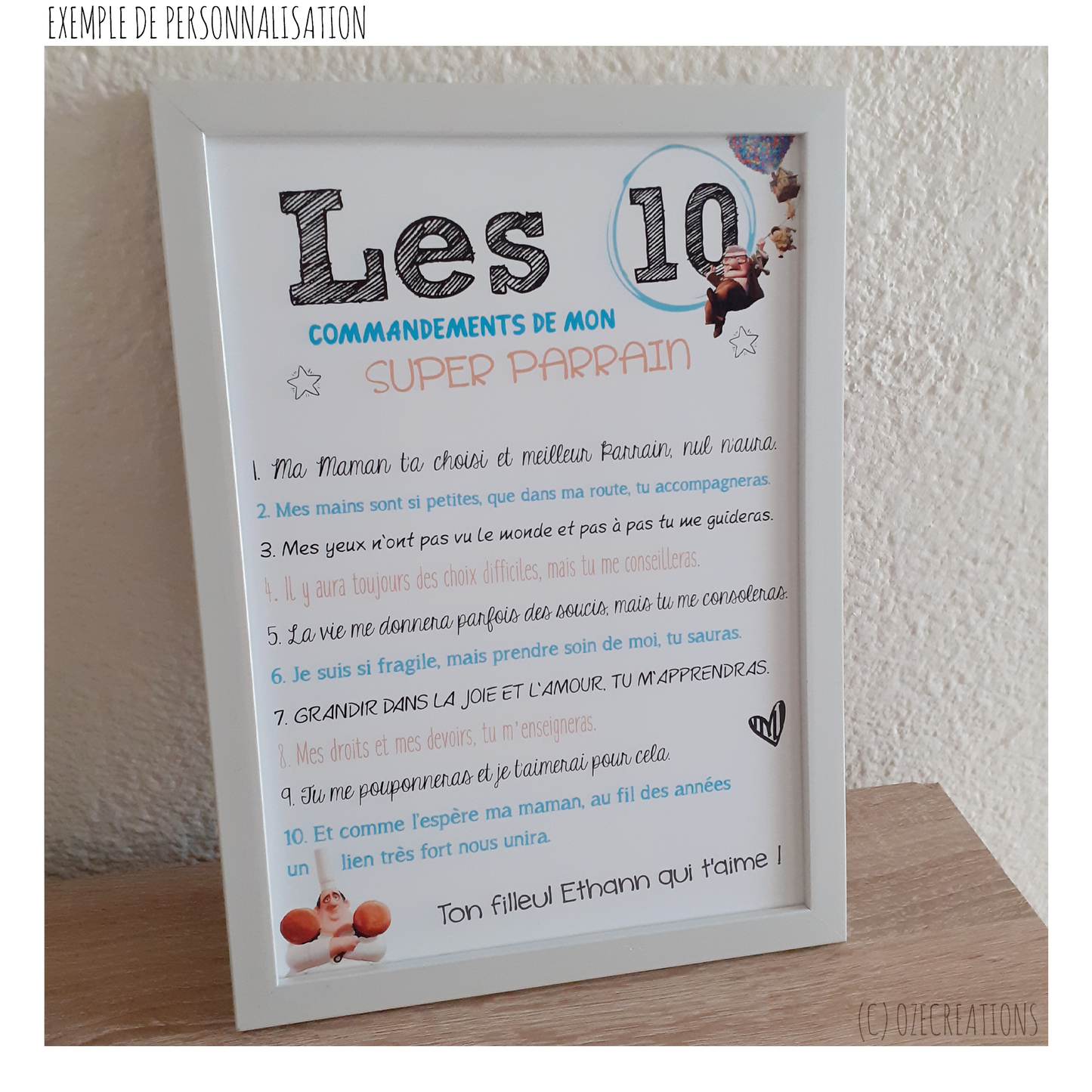 Affiche Baptême personnalisée - À Ma Marraine / À Mon Parrain