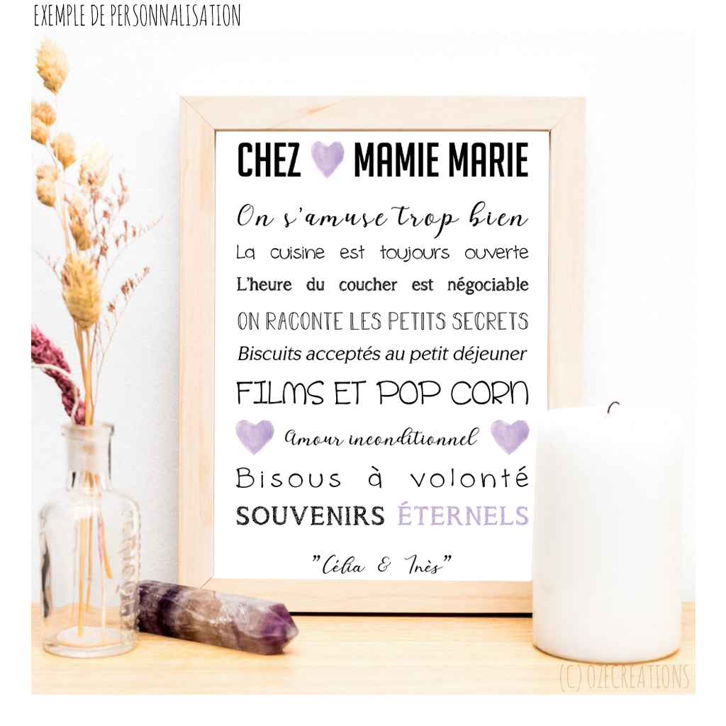 Affiche personnalisée - Chez Mamie
