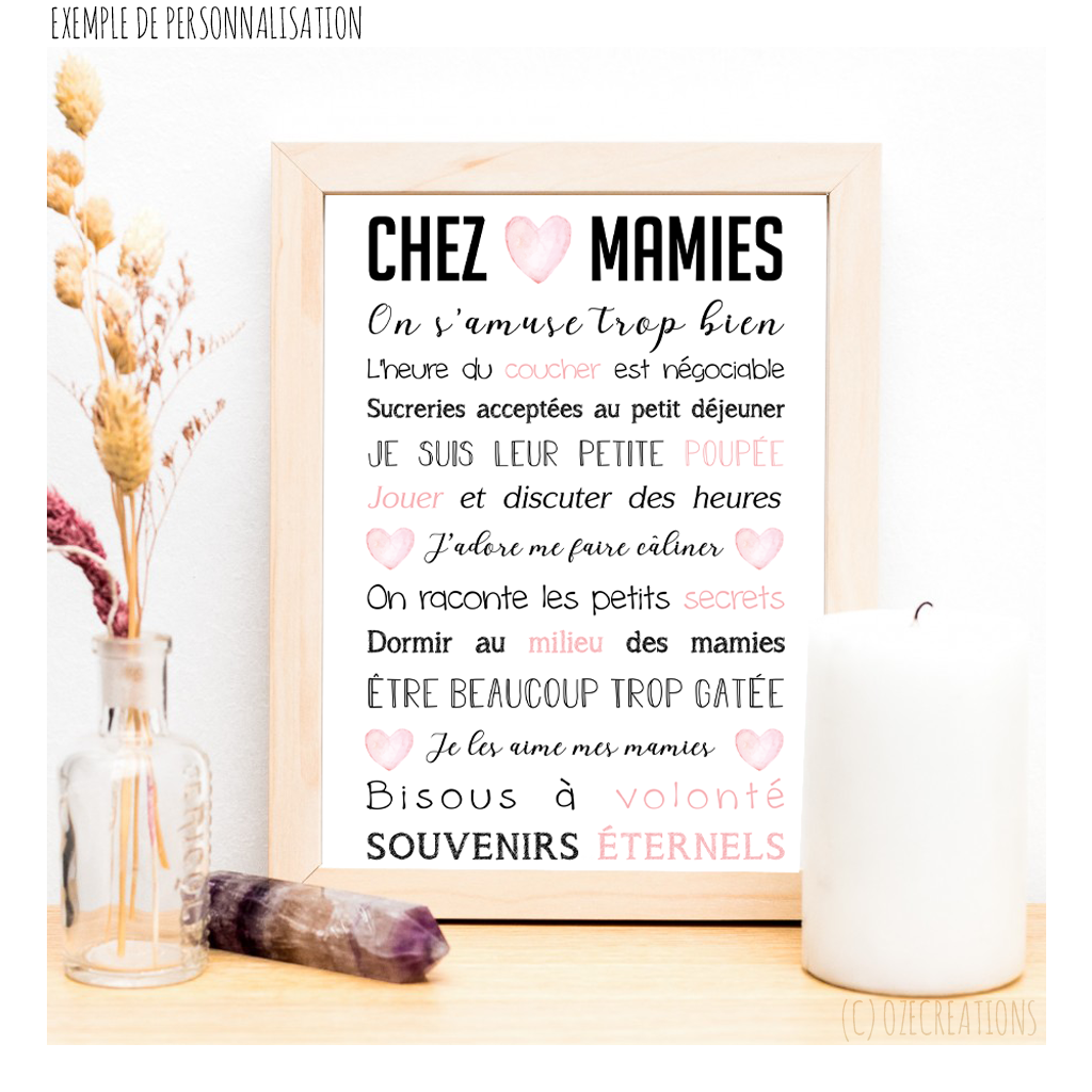 Affiche personnalisée - Chez Mamie