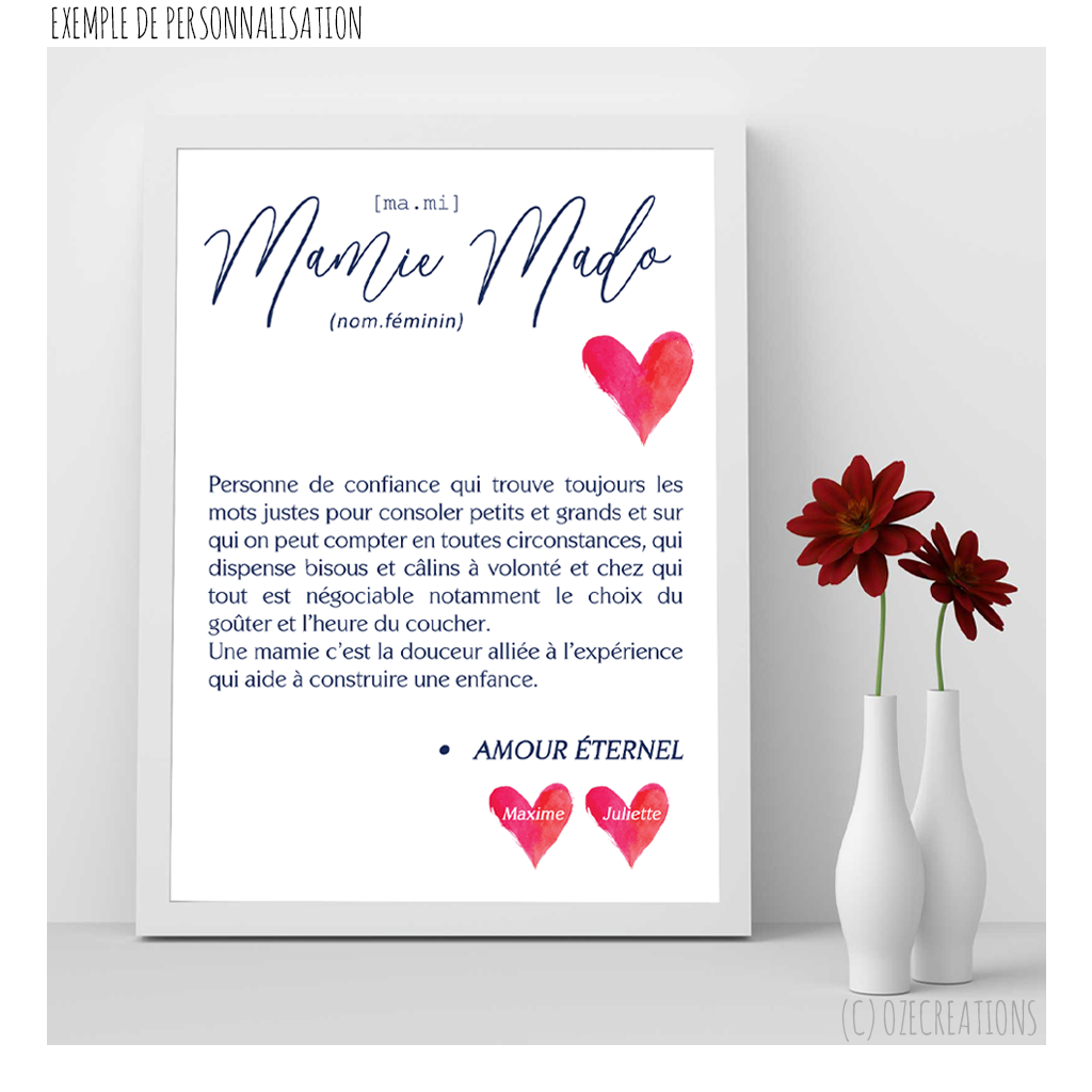 Affiche personnalisée - Définition Mamie