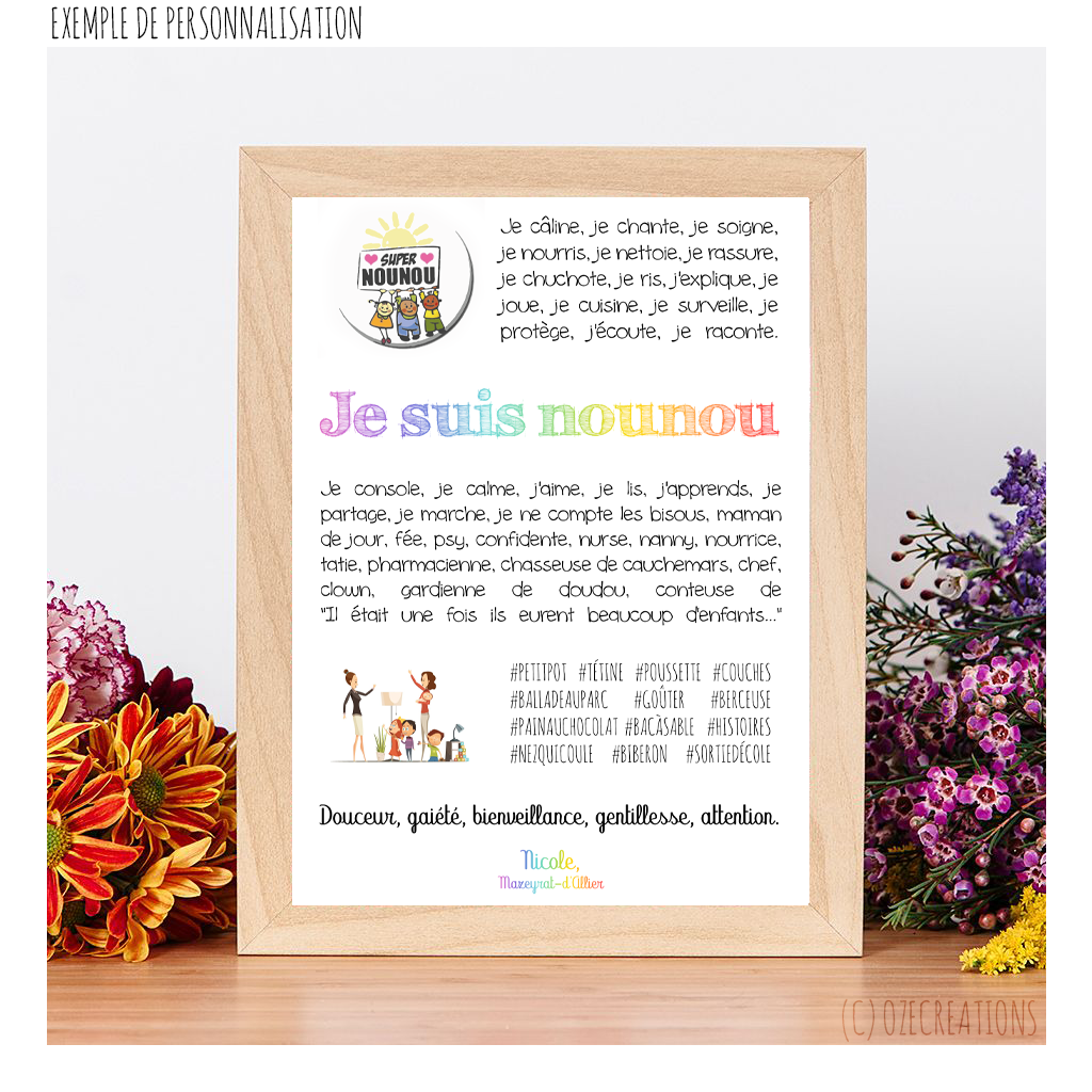 Affiche personnalisée - Je suis Nounou