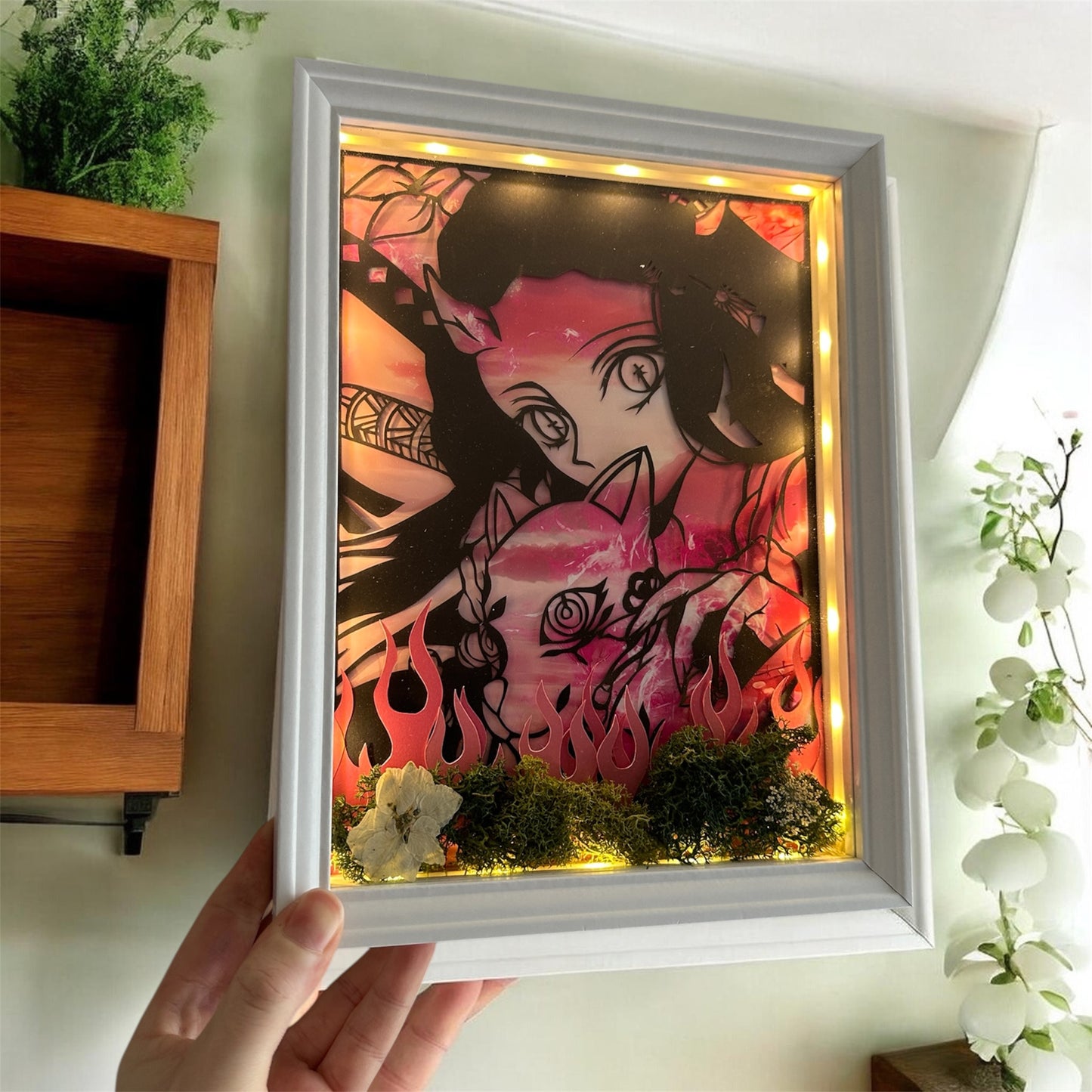 Cadre lumineux – Diorama papier Nezuko