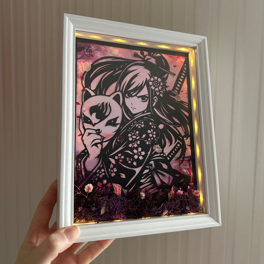 Cadre lumineux – Diorama papier Erza