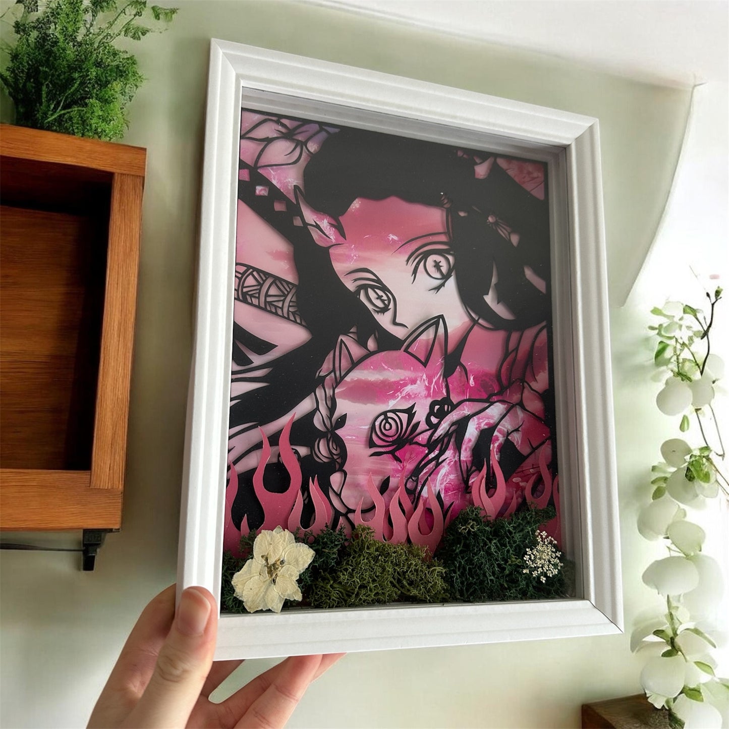 Cadre lumineux – Diorama papier Nezuko