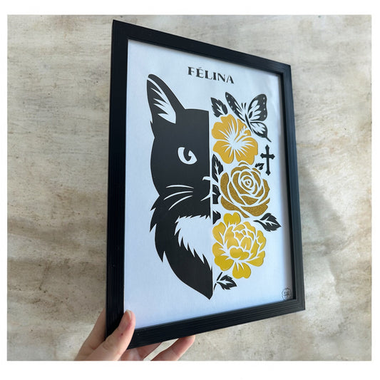 Cadre - Chat Fleuri