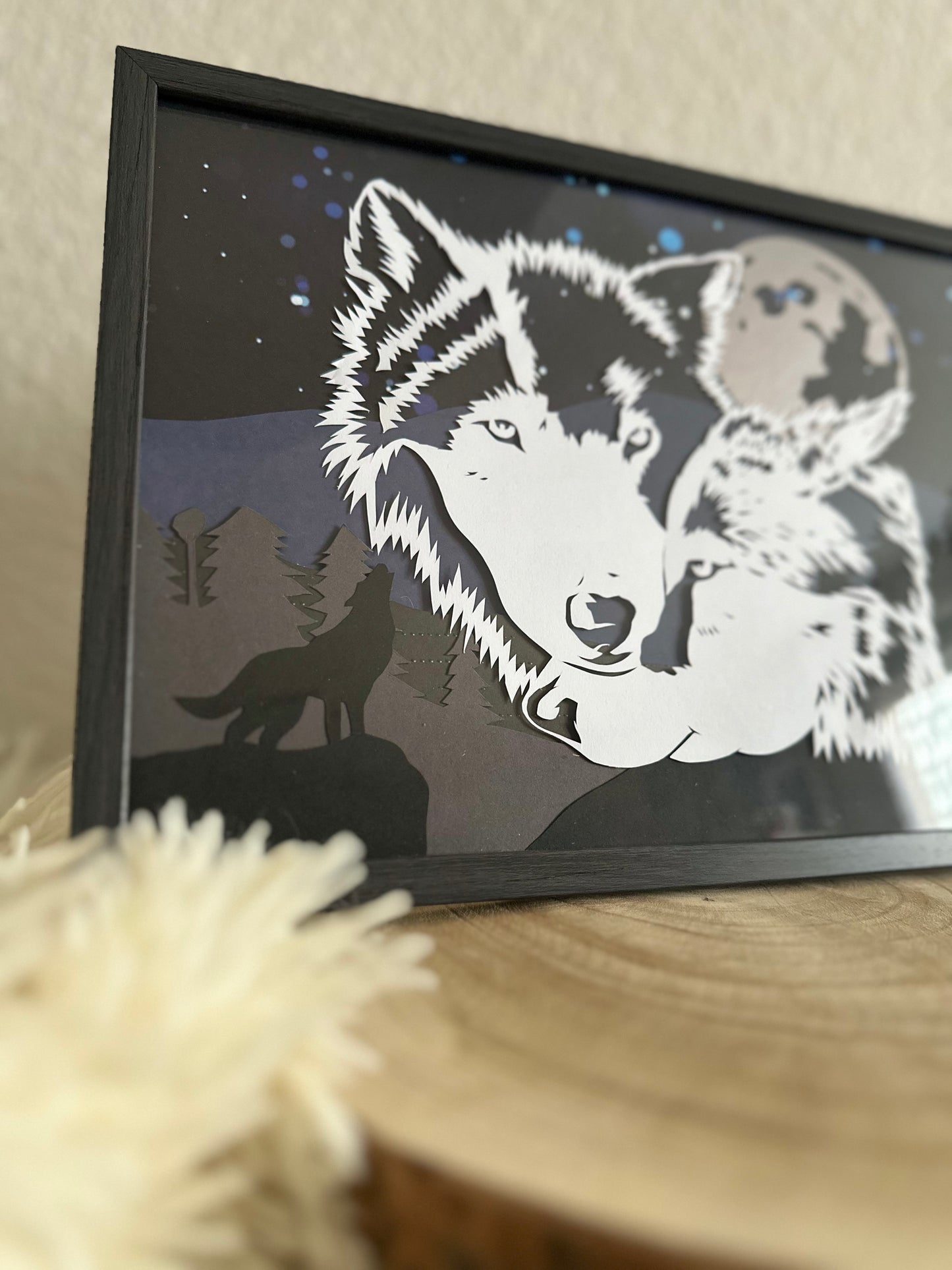 Affiche encadrée personnalisable - Couple Loups