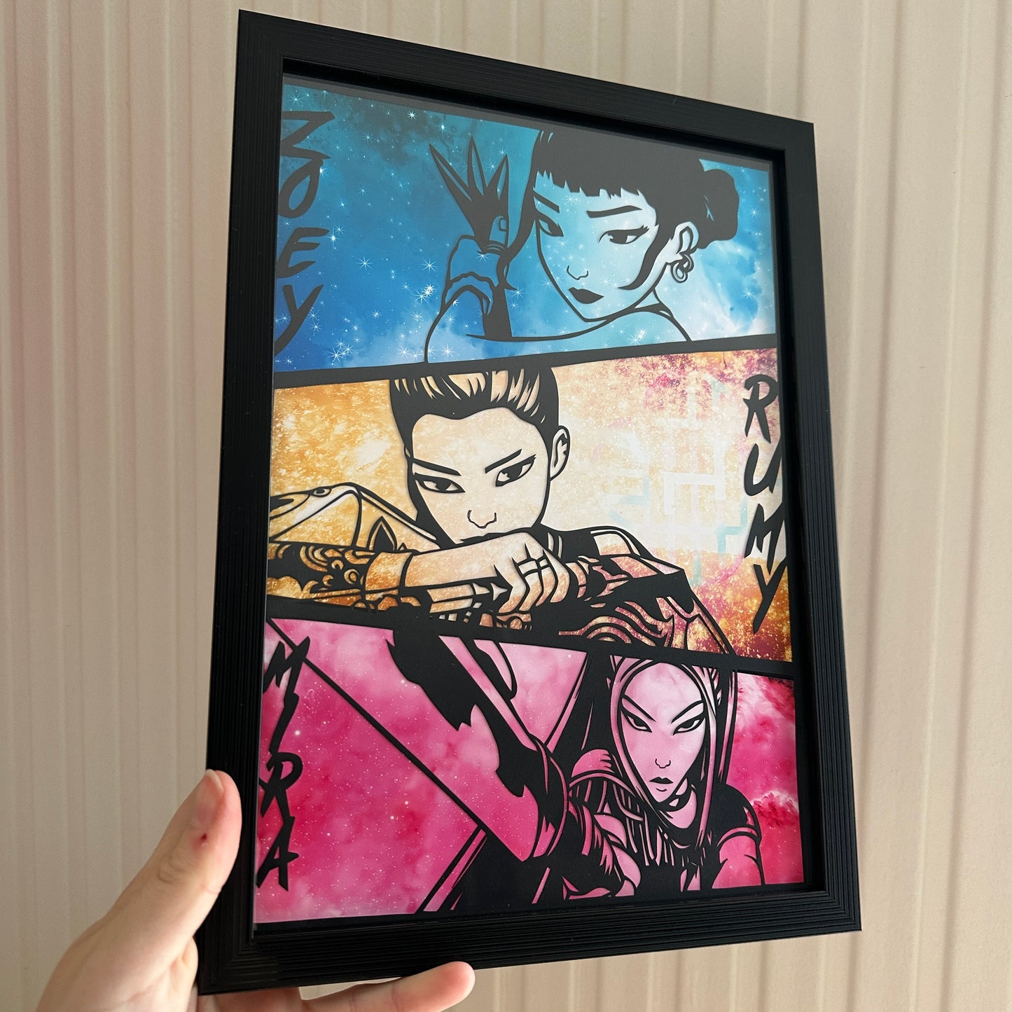 Affiche encadrée personnalisable - Trio personnages