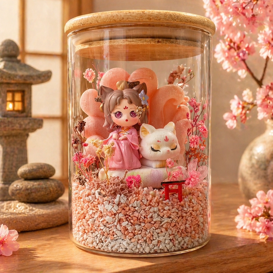 Gardiennes Kitsune en bocaux