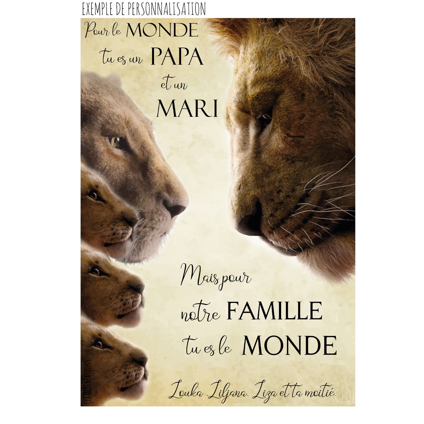 Affiche personnalisée - Lion et Lionceau(x)