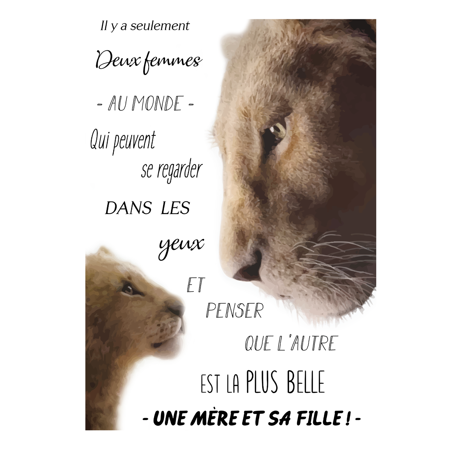 Affiche personnalisée -  Lionne et Lionceau(x)