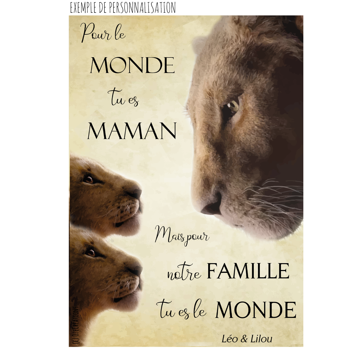 Affiche personnalisée - Lionne et Lionceau(x)