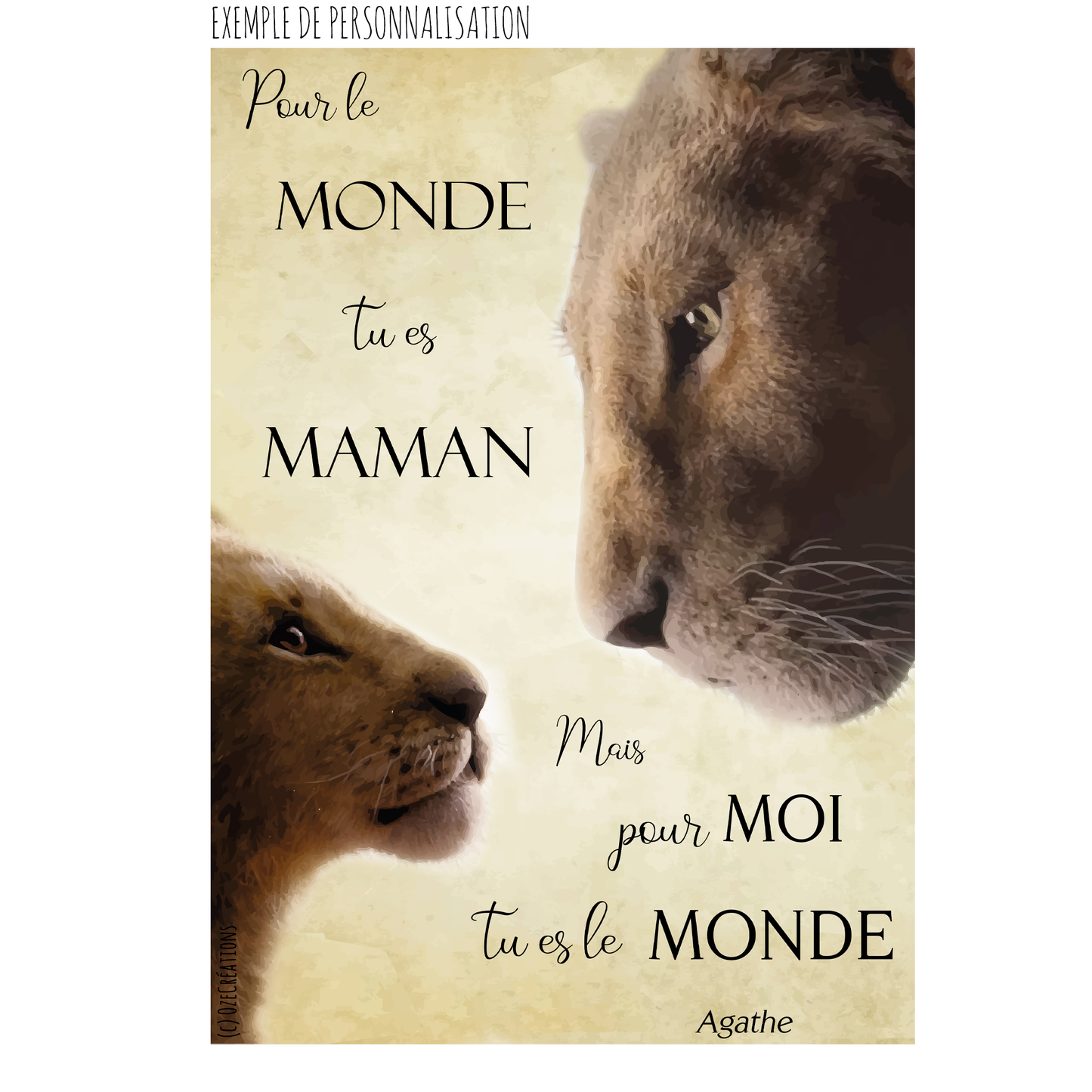 Affiche personnalisée - Lionne et Lionceau(x)