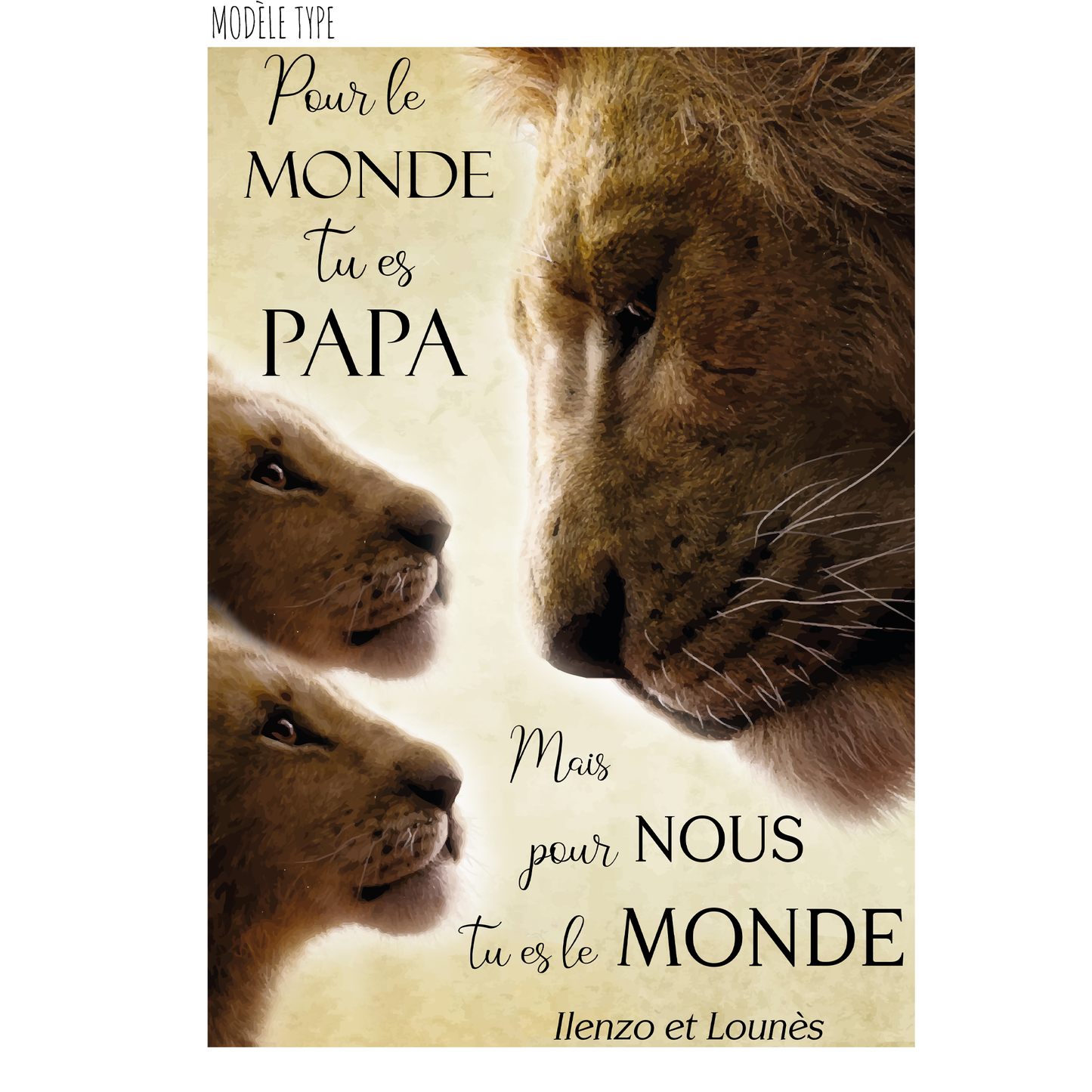 Affiche personnalisée - Lion et Lionceau(x)