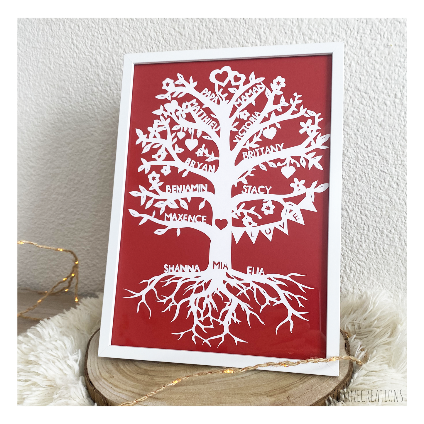 Affiche encadrée personnalisable - Thème Arbre Familial Love