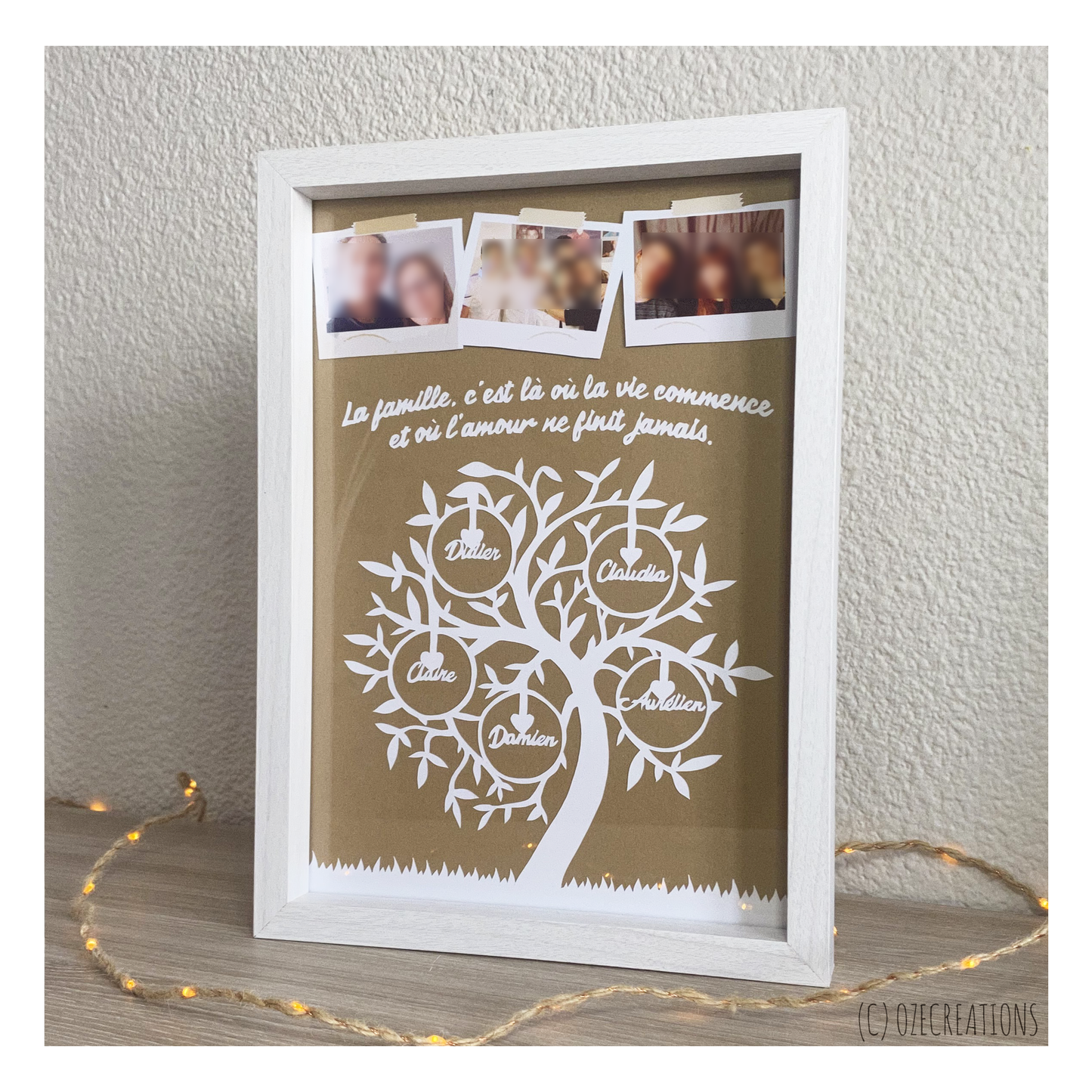 Affiche encadrée personnalisable - Thème Arbre de famille avec photos