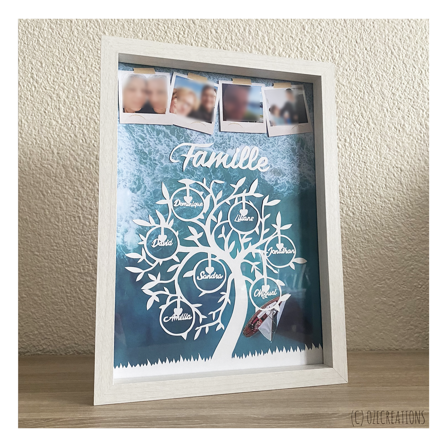 Affiche encadrée personnalisable - Thème Arbre de famille avec photos