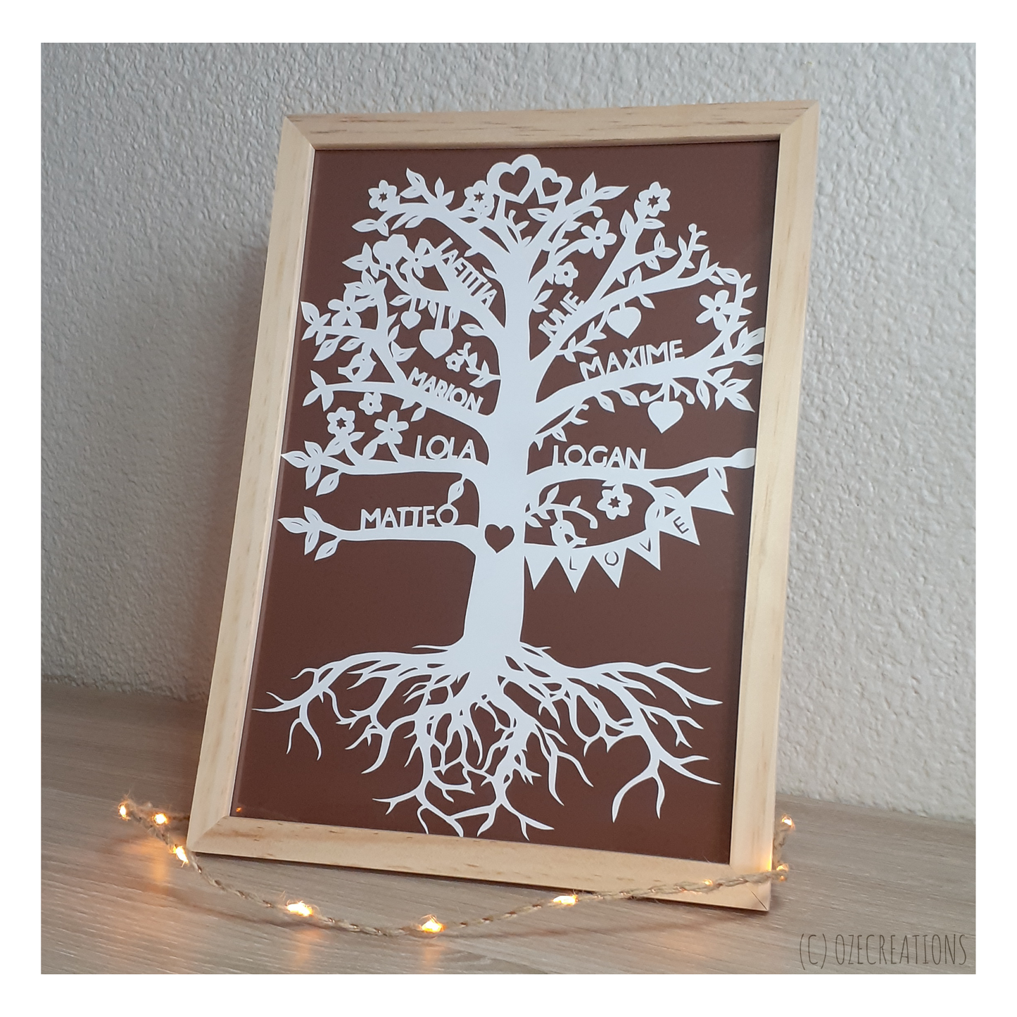 Affiche encadrée personnalisable - Thème Arbre Familial Love