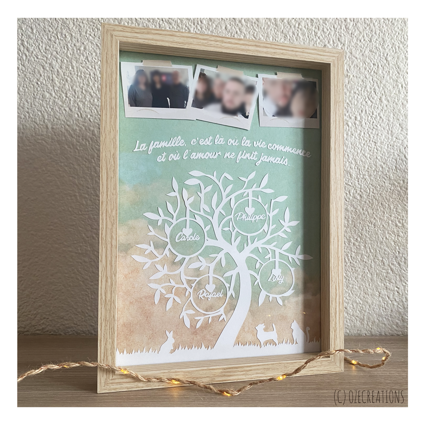 Affiche encadrée personnalisable - Thème Arbre de famille avec photos