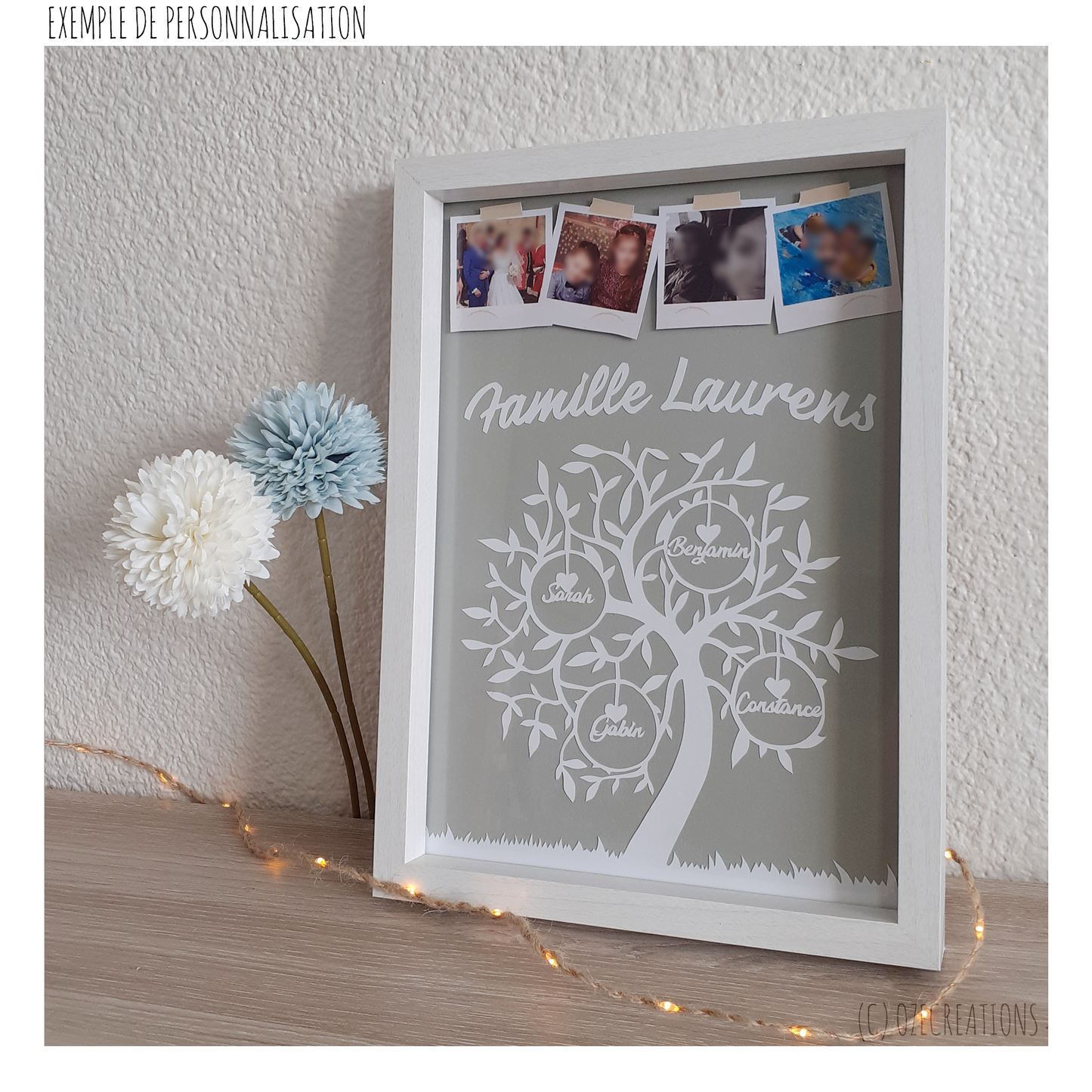 Affiche encadrée personnalisable - Thème Arbre de famille avec photos