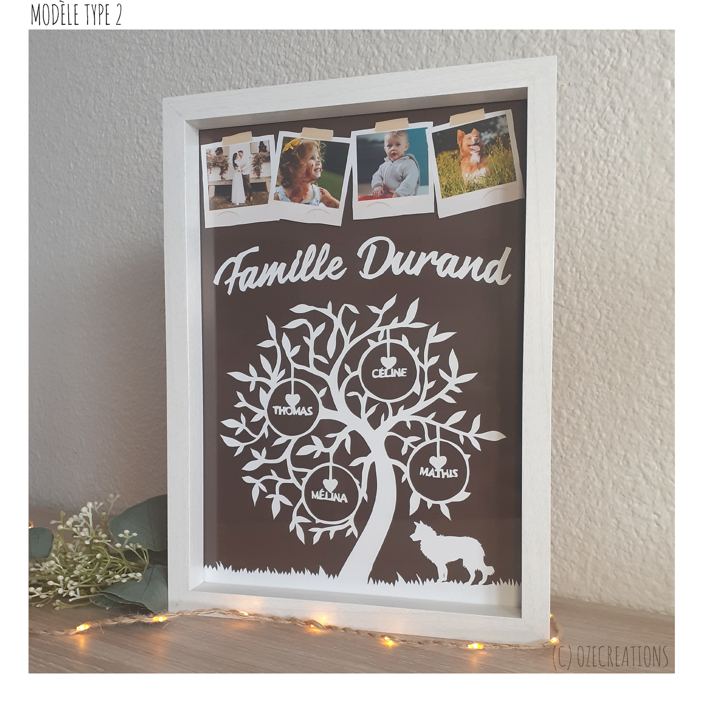 Affiche encadrée personnalisable - Thème Arbre de famille avec photos