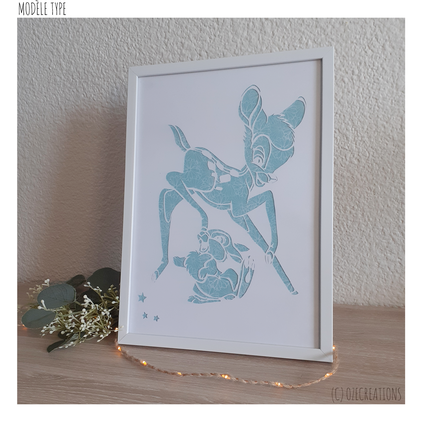 Affiche encadrée personnalisable - Bambi et Pan-Pan
