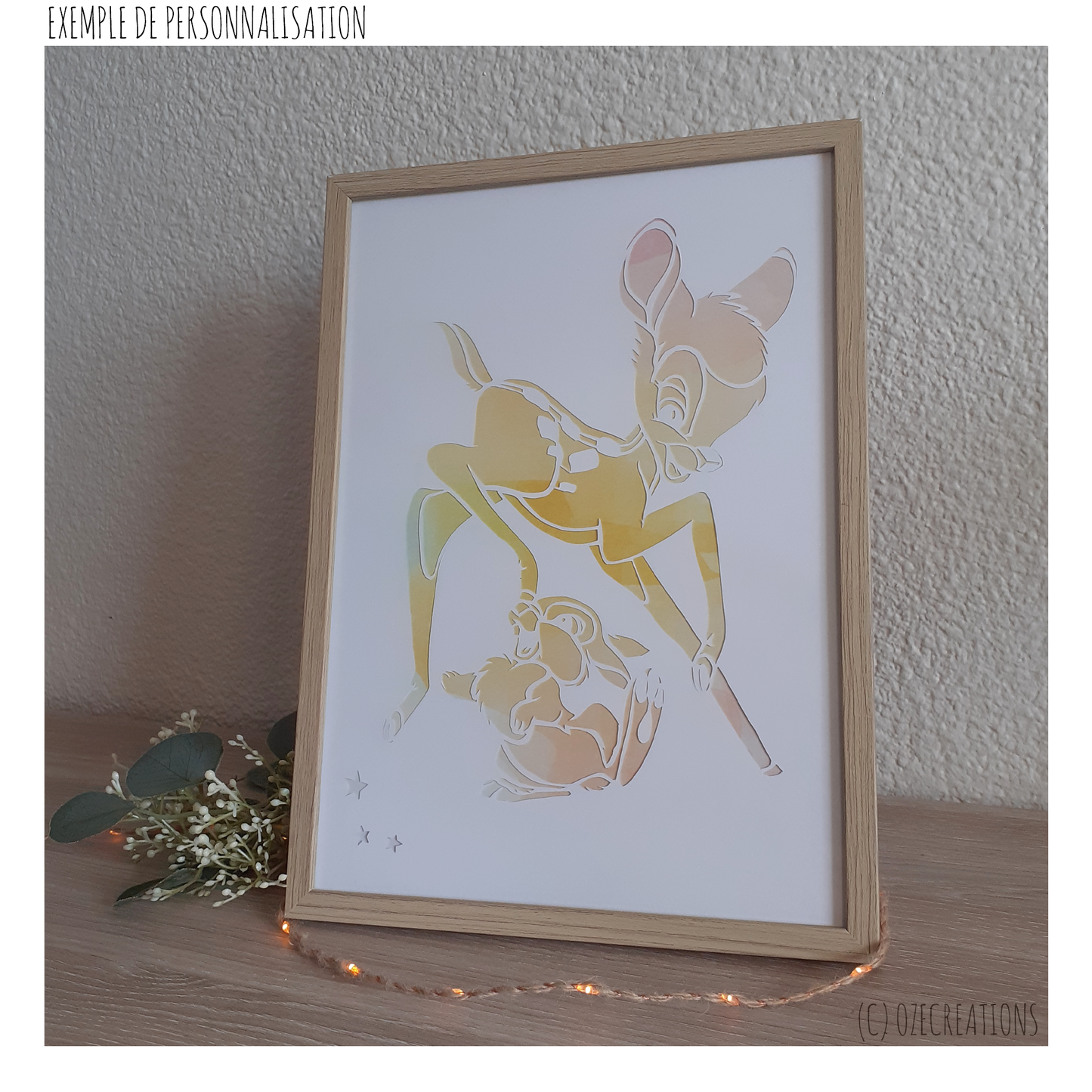 Affiche encadrée personnalisable - Bambi et Pan-Pan