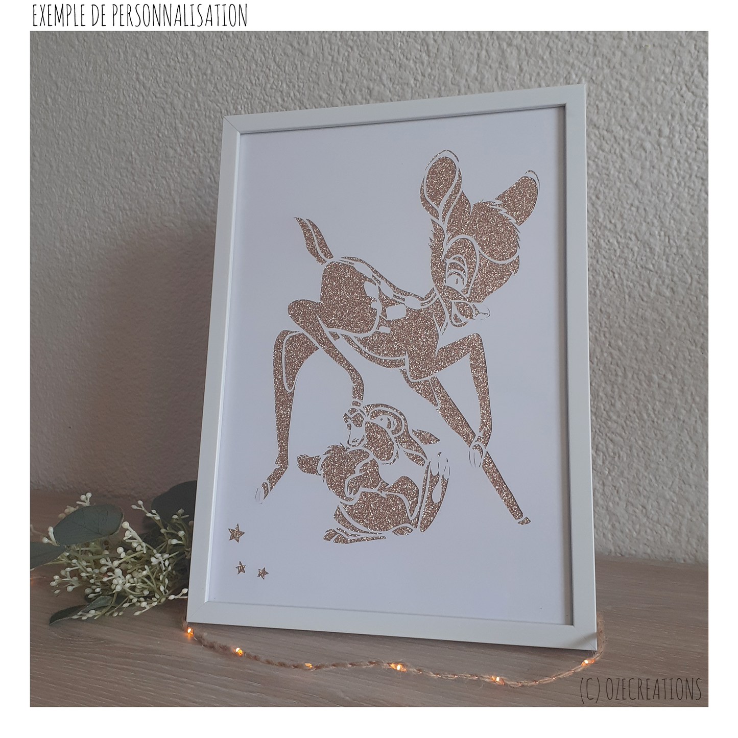 Affiche encadrée personnalisable - Bambi et Pan-Pan