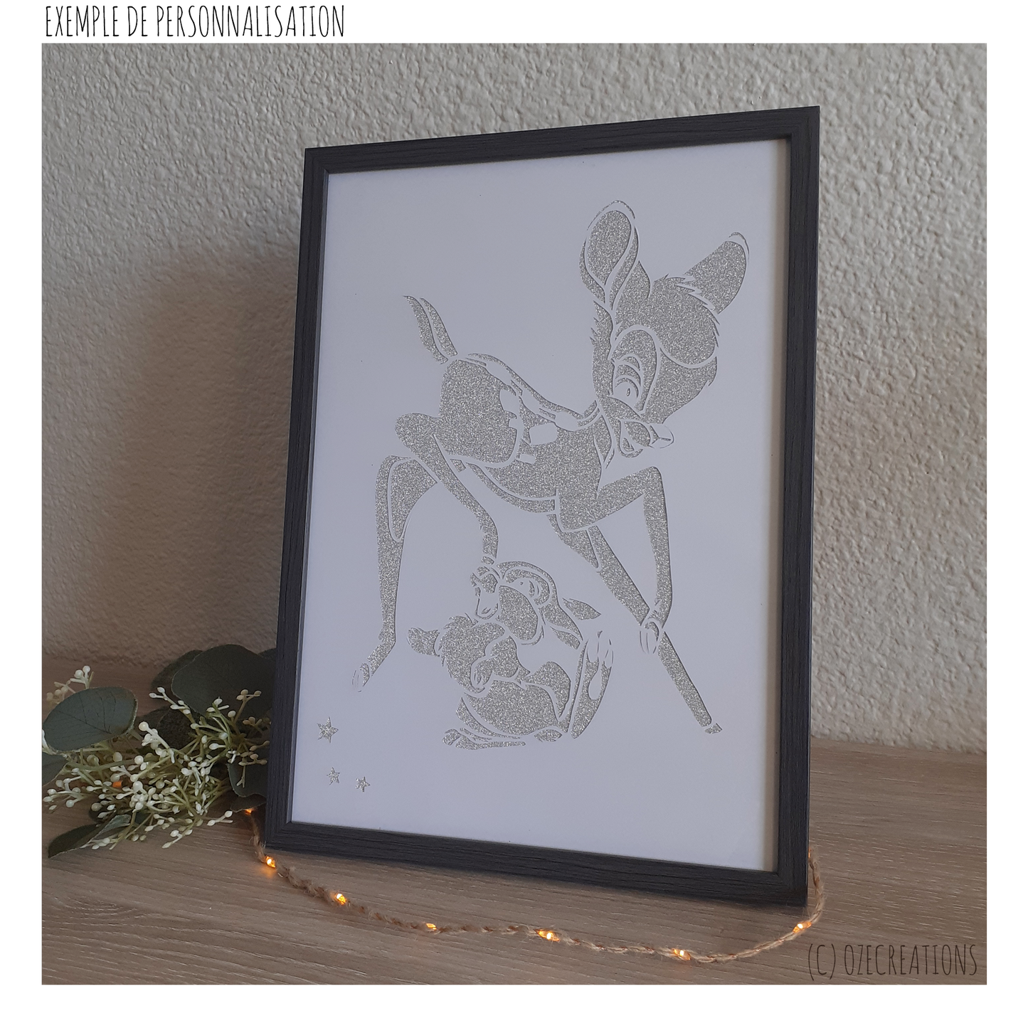 Affiche encadrée personnalisable - Bambi et Pan-Pan