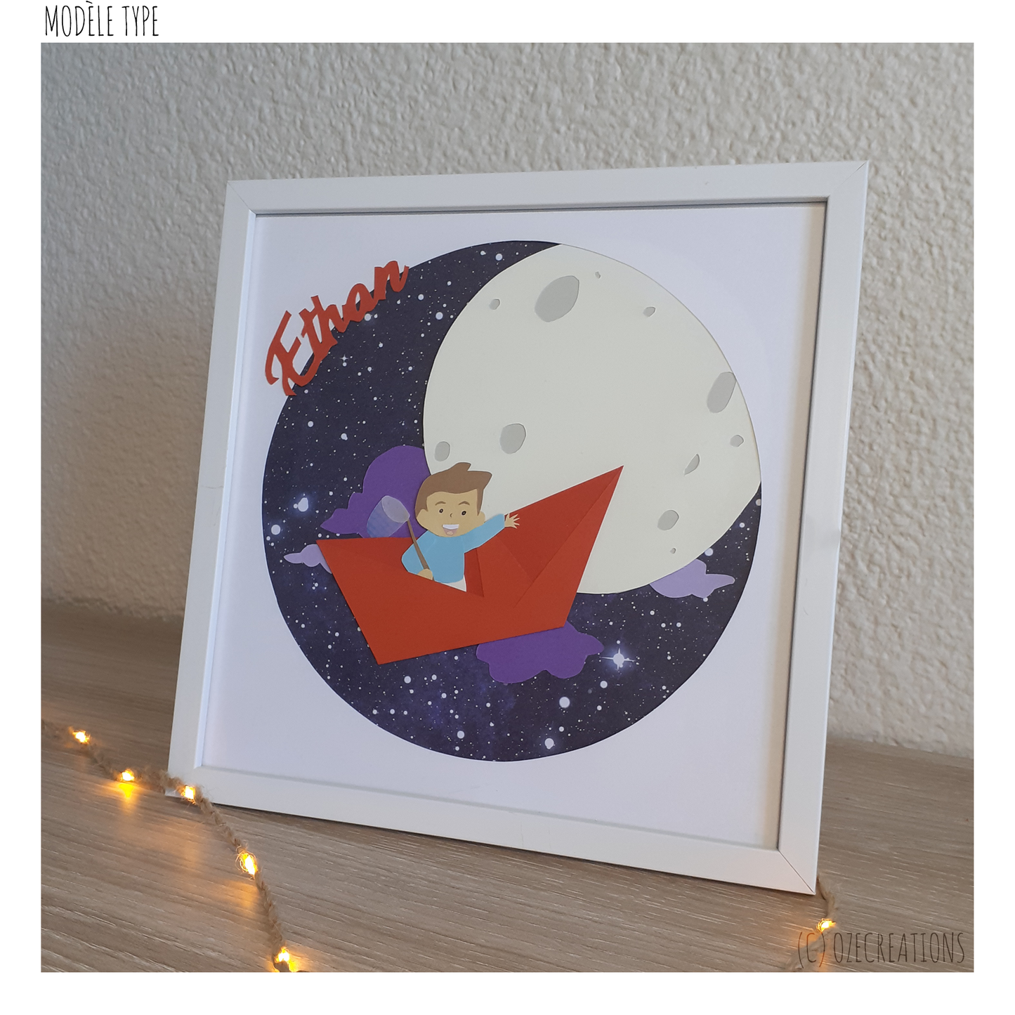 Affiche encadrée personnalisable - Thème Bateau dans la Lune