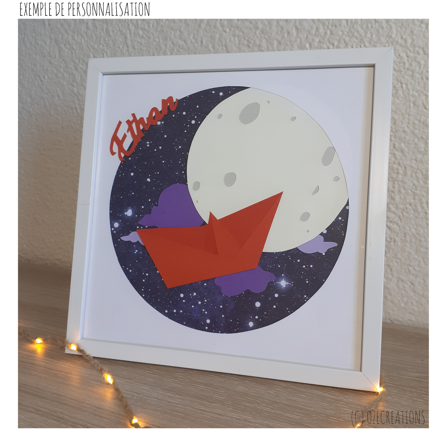 Affiche encadrée personnalisable - Thème Bateau dans la Lune