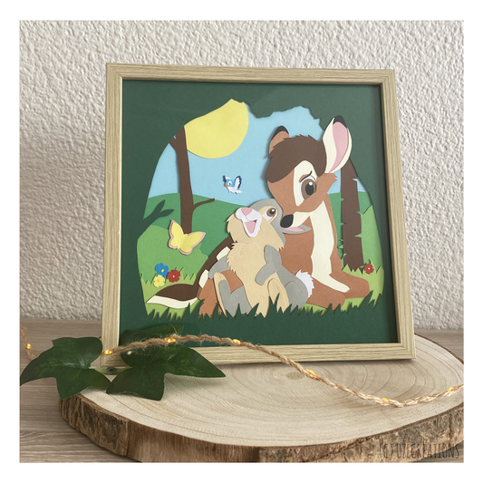 Affiche encadrée personnalisable - Thème Bambi & Pan-Pan