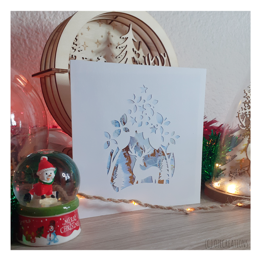 Carte de Noël - Cerf Forêt