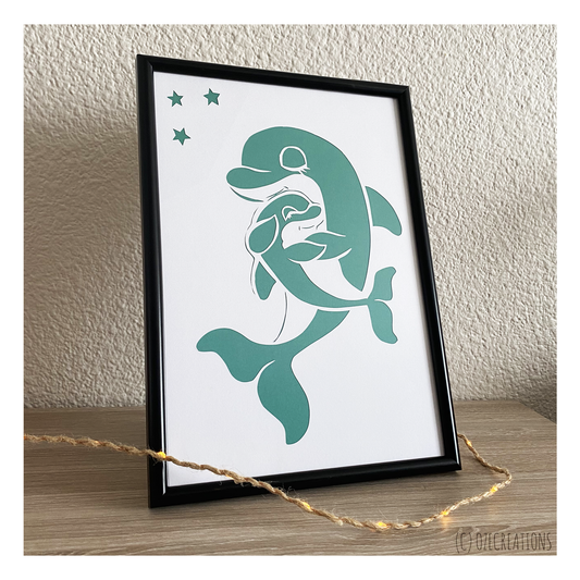 Affiche encadrée personnalisable - Dauphins