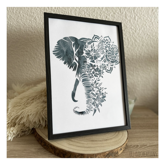 Cadre - Éléphant Fleuri