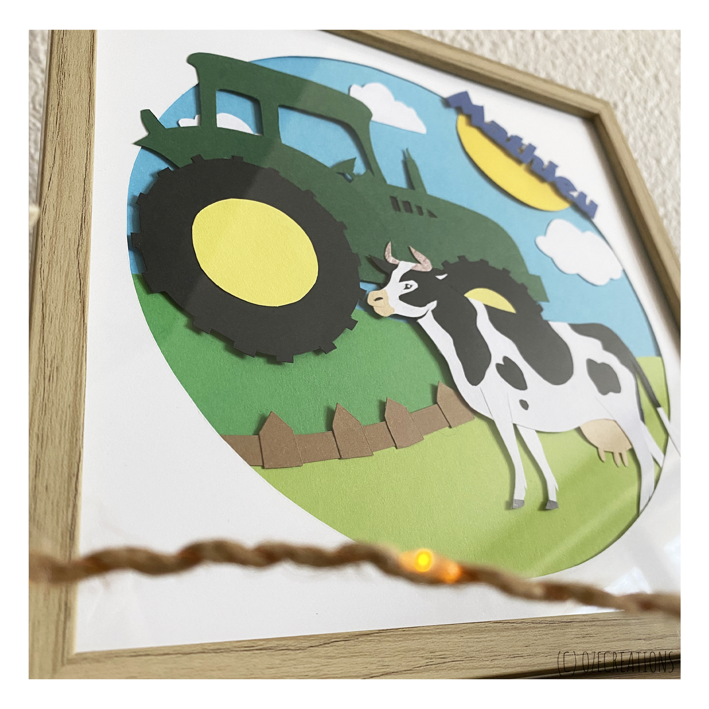 Affiche encadrée personnalisable - Thème Tracteur et Vache