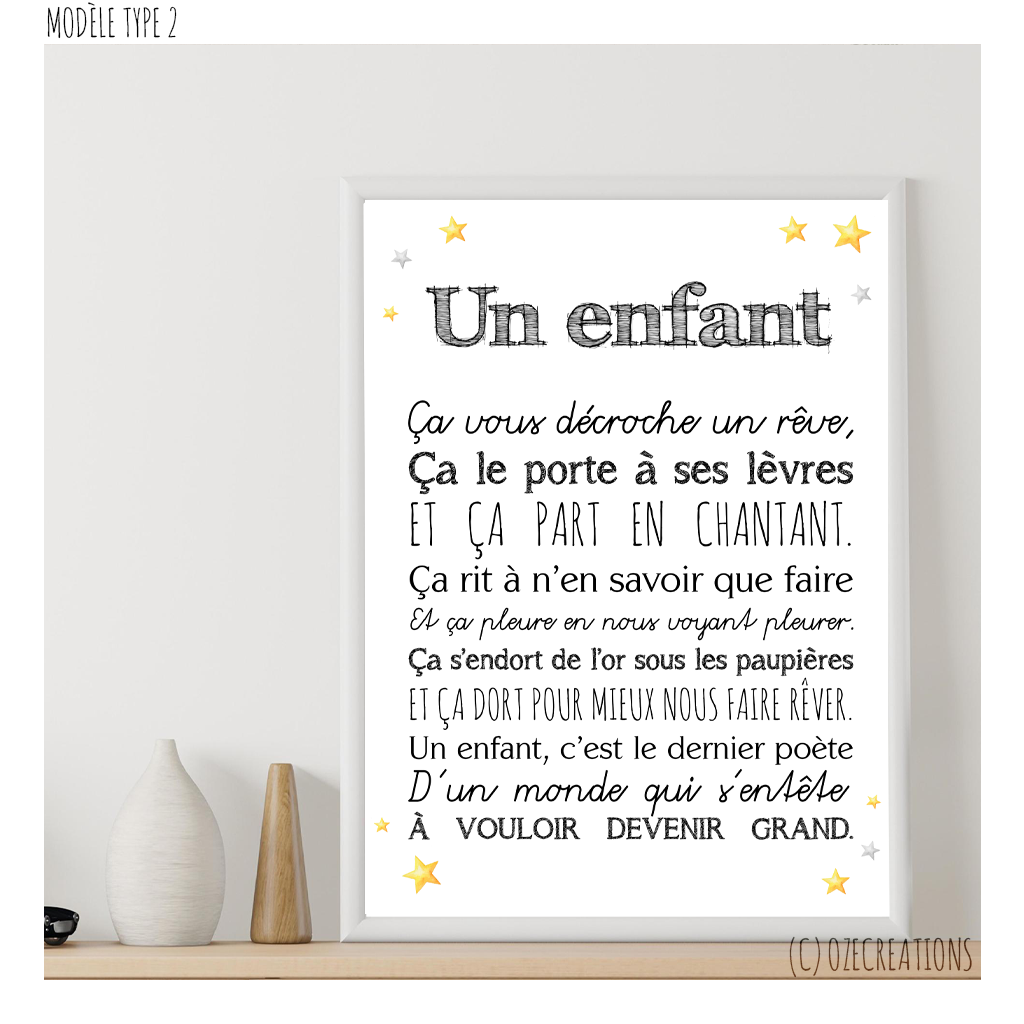 Affiche Baptême personnalisée - Un Enfant