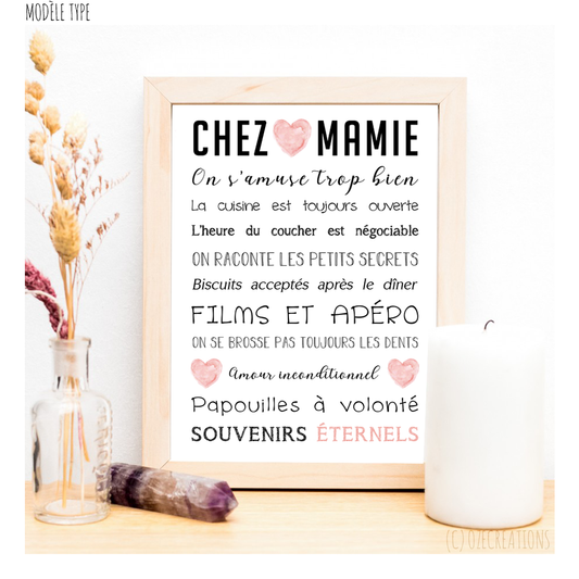 Affiche personnalisée - Chez Mamie