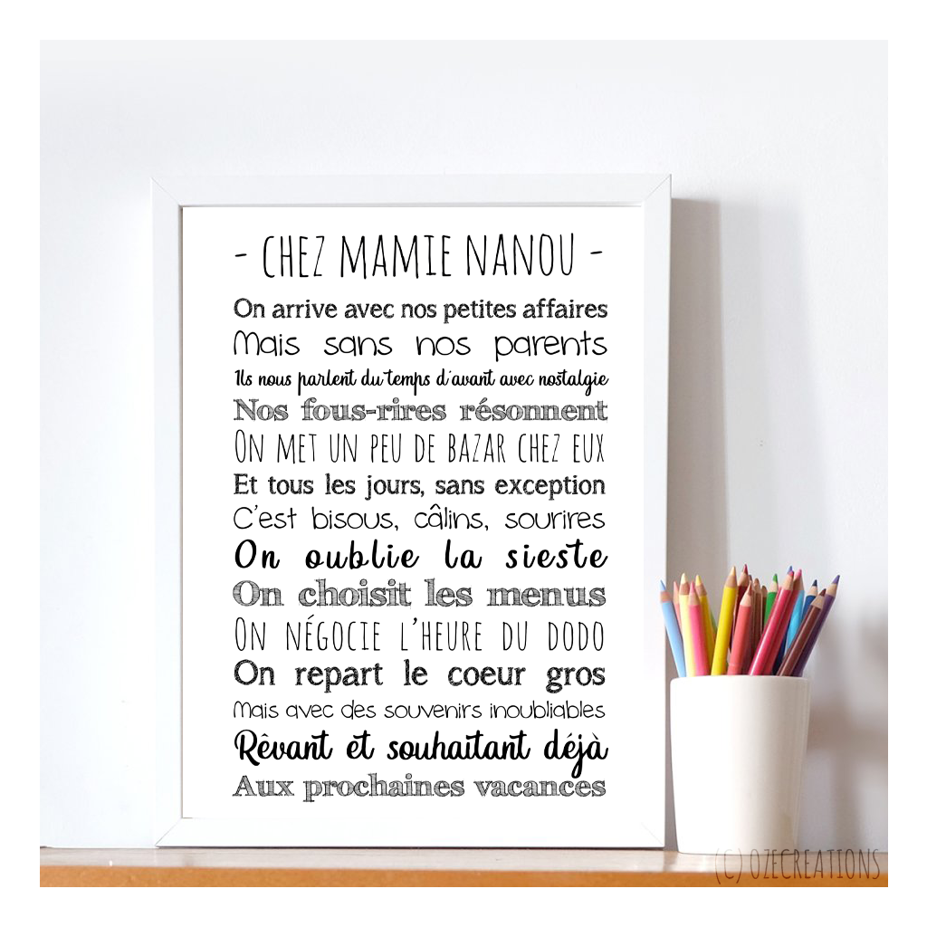 Affiche personnalisée - Chez Mamie