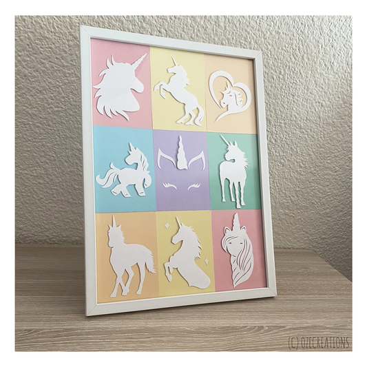 Affiche encadrée personnalisable - Thème Licorne Pastel