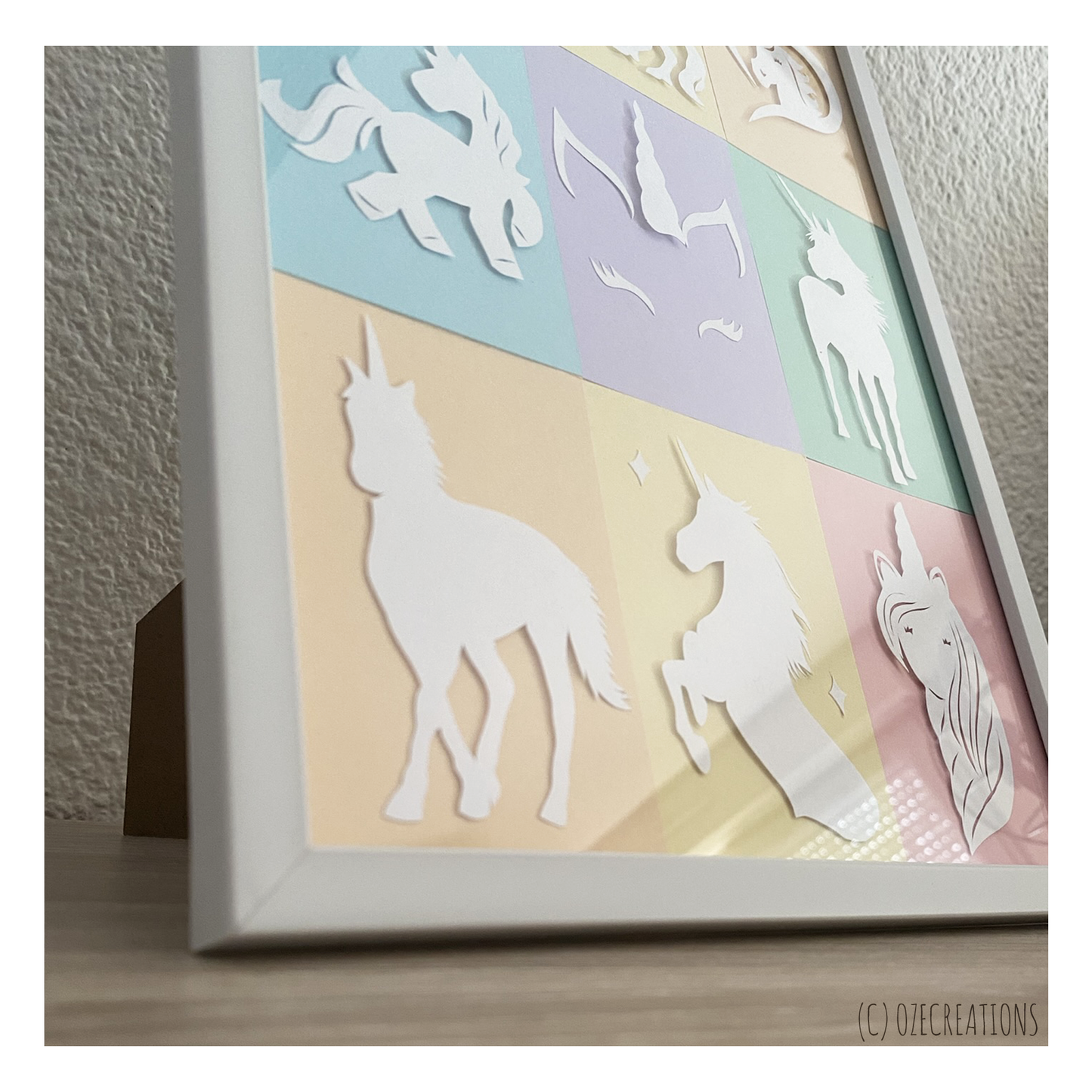 Affiche encadrée personnalisable - Thème Licorne Pastel