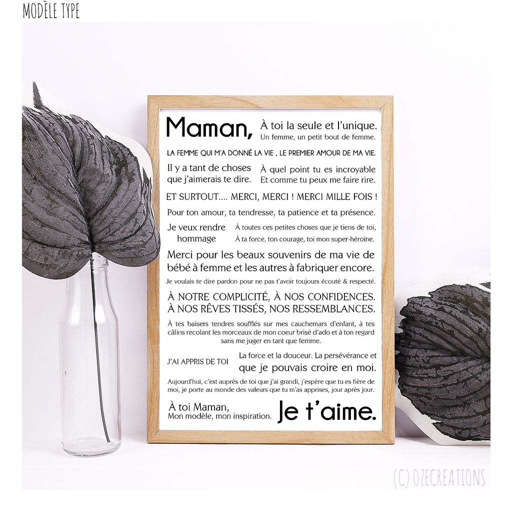 Affiche personnalisée - Texte Maman