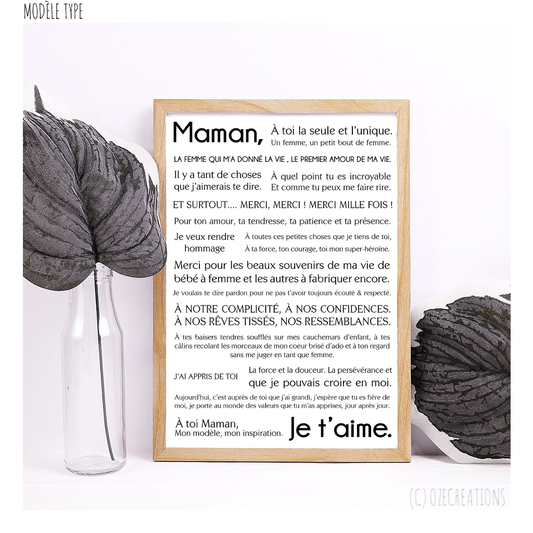 Affiche personnalisée - Texte Maman