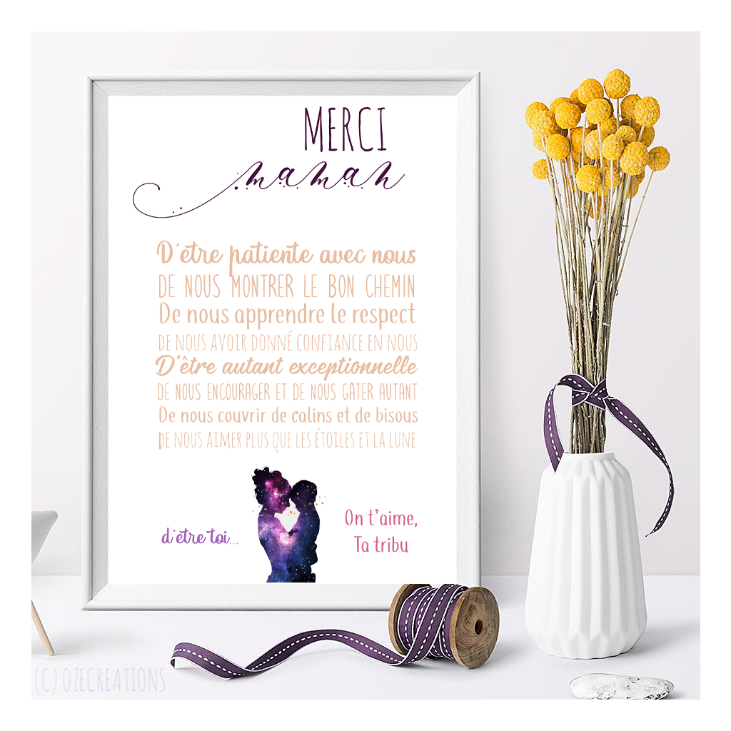 Affiche personnalisée - Merci Maman