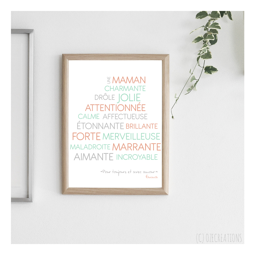 Affiche personnalisée - Maman Adjectifs