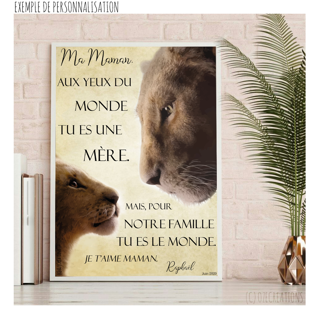 Affiche personnalisée -  Lionne et Lionceau(x)