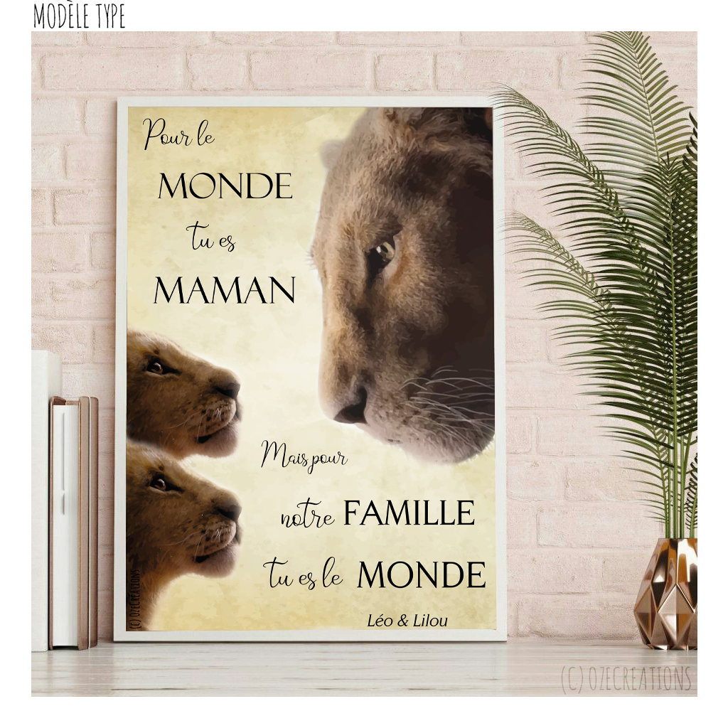 Affiche personnalisée -  Lionne et Lionceau(x)